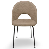 Sedia da sala pranzo Paola in microfibra nabuk marrone chiaro gambe metallo nero