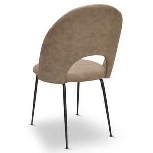 Sedia da sala pranzo Paola in microfibra nabuk marrone chiaro gambe metallo nero