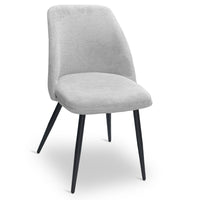 Sedia da sala pranzo Kety in microfibra grigio chiaro con gambe in metallo nero