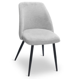 Sedia da sala pranzo Kety in microfibra grigio chiaro con gambe in metallo nero