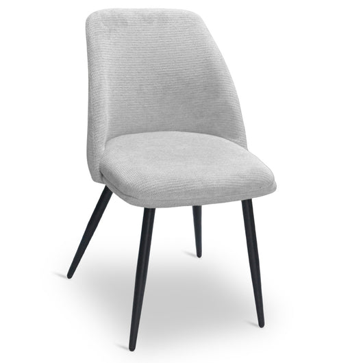 Sedia da sala pranzo Kety in microfibra grigio chiaro con gambe in metallo nero