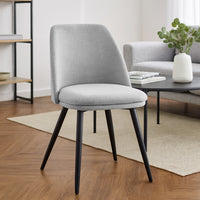Sedia da sala pranzo Kety in microfibra grigio chiaro con gambe in metallo nero