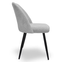 Sedia da sala pranzo Kety in microfibra grigio chiaro con gambe in metallo nero