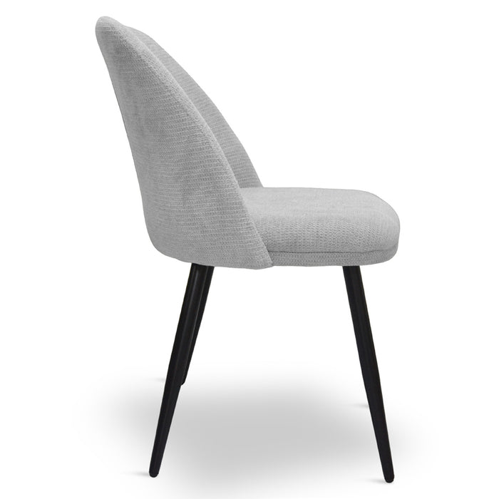 Sedia da sala pranzo Kety in microfibra grigio chiaro con gambe in metallo nero