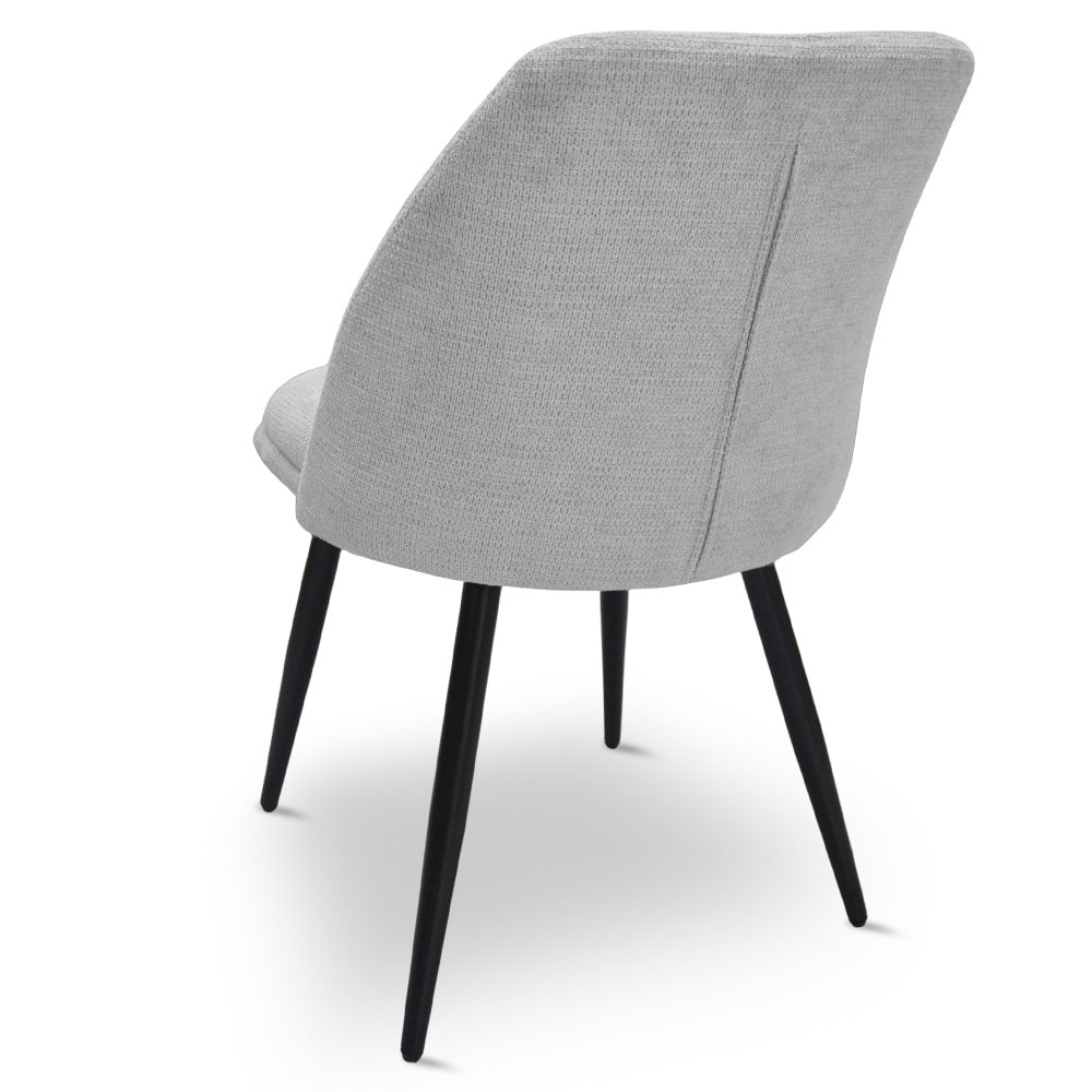 Sedia da sala pranzo Kety in microfibra grigio chiaro con gambe in metallo nero
