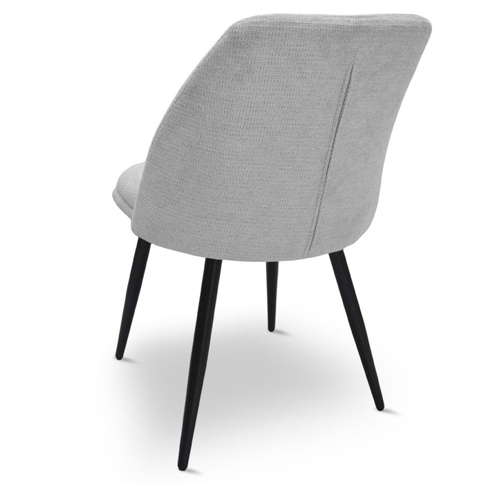 Sedia da sala pranzo Kety in microfibra grigio chiaro con gambe in metallo nero