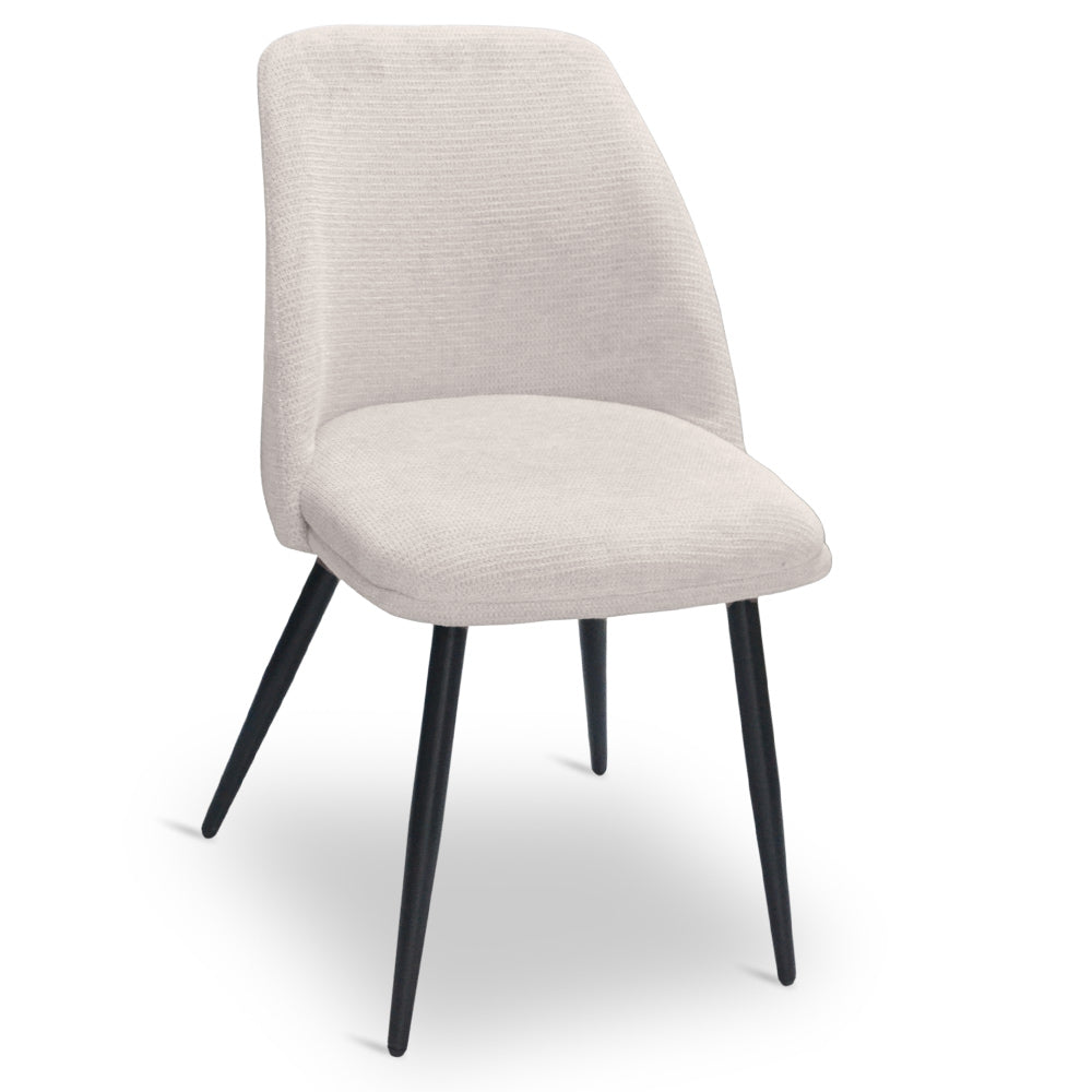 Sedia da sala pranzo Kety in microfibra colore beige con gambe in metallo nero