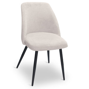 Sedia da sala pranzo Kety in microfibra colore beige con gambe in metallo nero