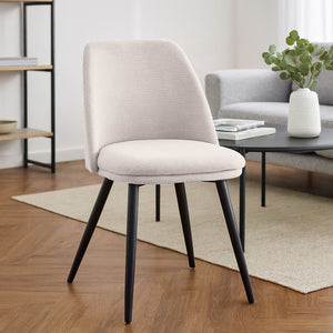 Sedia da sala pranzo Kety in microfibra colore beige con gambe in metallo nero