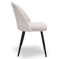 Sedia da sala pranzo Kety in microfibra colore beige con gambe in metallo nero