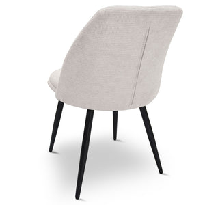 Sedia da sala pranzo Kety in microfibra colore beige con gambe in metallo nero