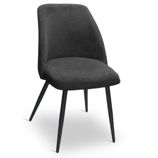 Sedia da sala pranzo Kety in microfibra grigio scuro con gambe in metallo nero