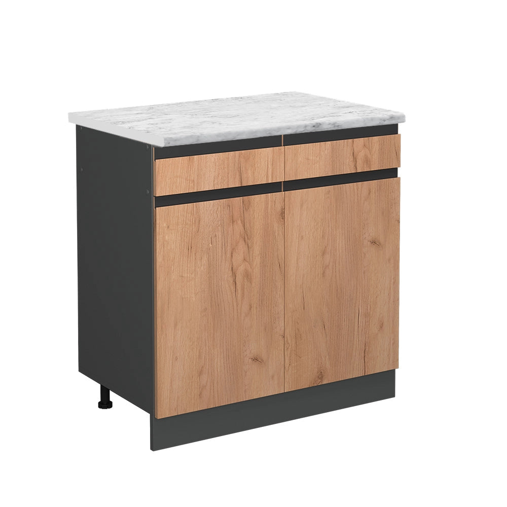 Mobiletto base per cucina R-Line Rovere dorato/Antracite 80 cm J-Shape PL Marmo Vicco