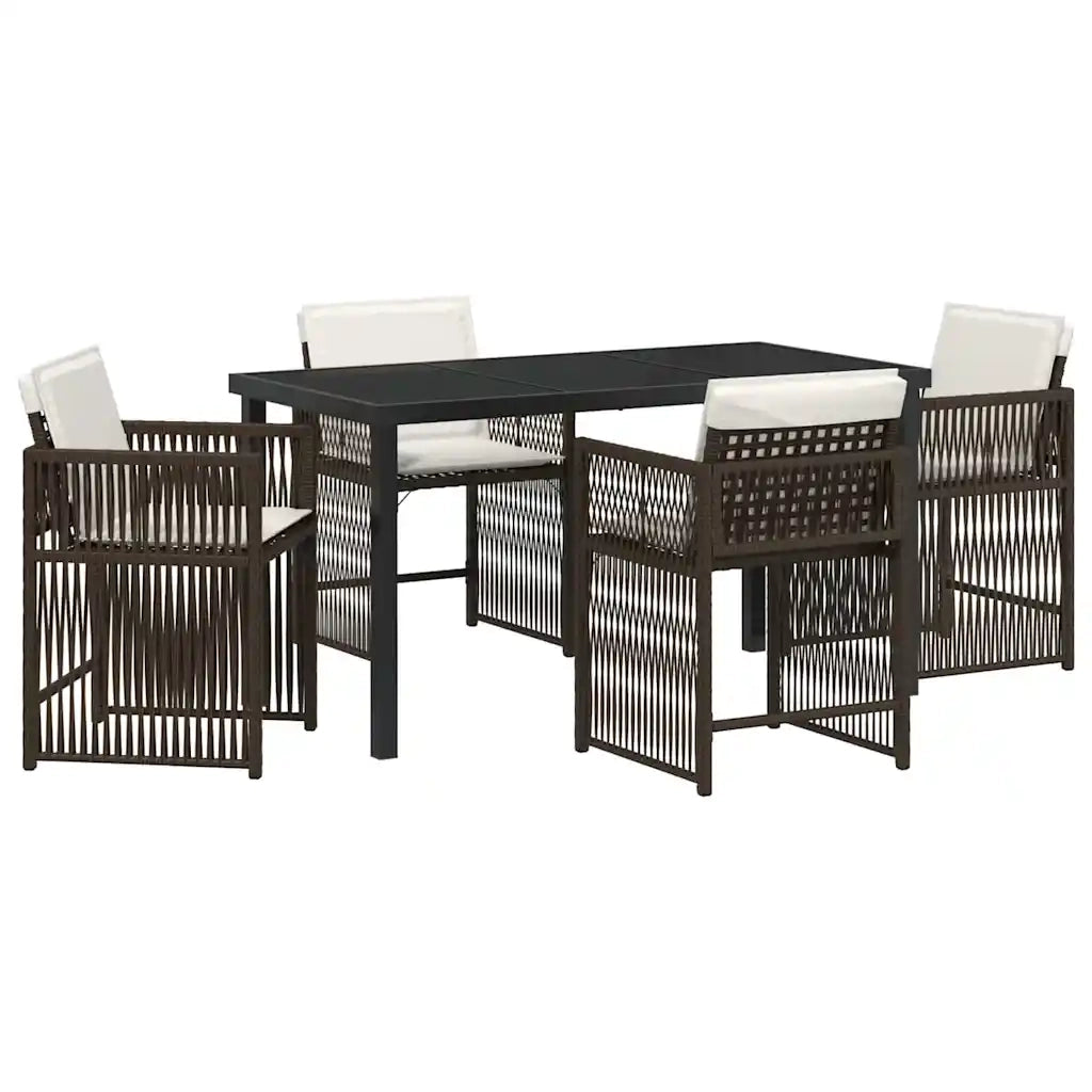 Set da Pranzo per Giardino 5 pz | Set Salotto da Giardino Marrone polyrattan