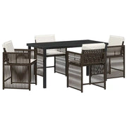 Set da Pranzo per Giardino 5 pz | Set Salotto da Giardino Marrone polyrattan