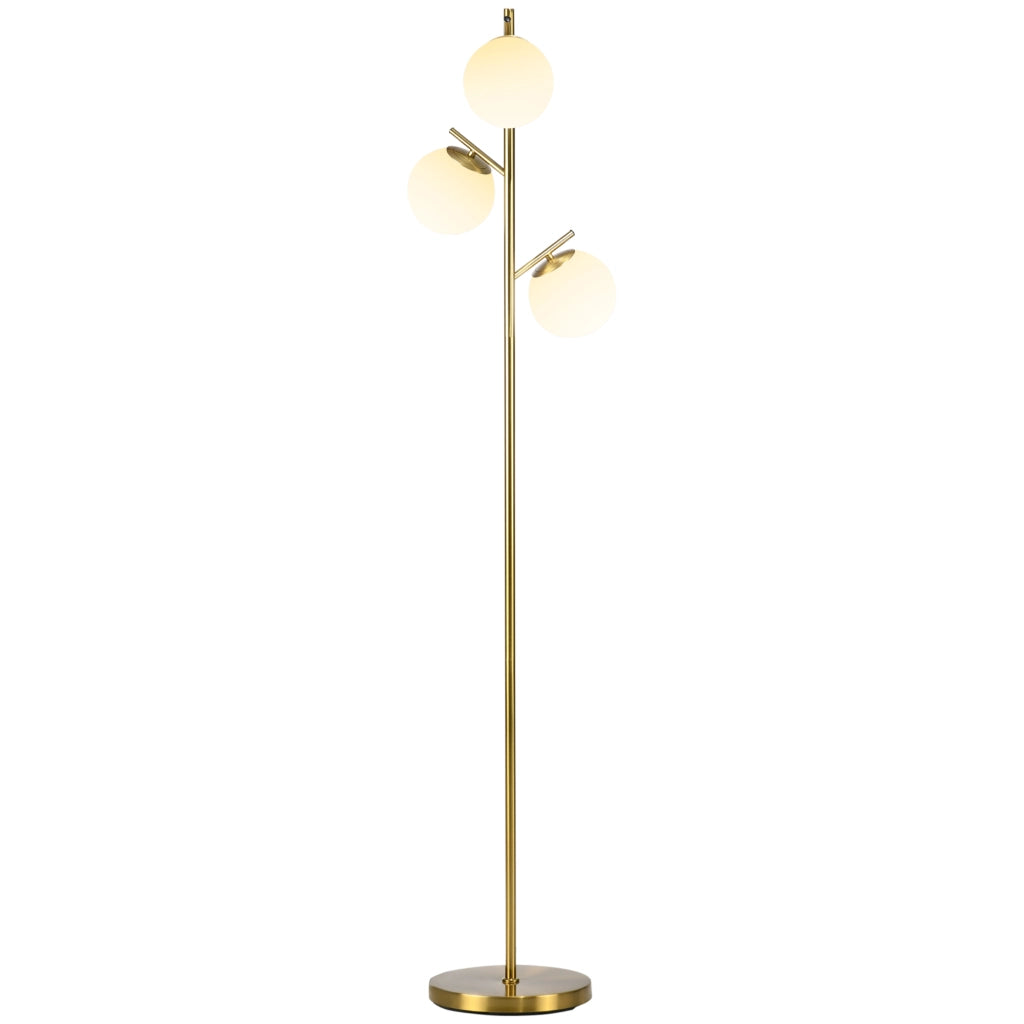 Lampada da terra a 3 luci ¨C zephmum ¨C dorato metallo vetro opalo 27x169 cm