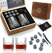Set per bicchieri di Whisky in cristallo di rocca - Decantatore in vetro grattato per whiskey e brandy