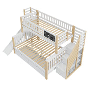 Letto a Castello 2 Posti 140x200 cm e 90x200 cm; con Scala contenitore e Scivolo