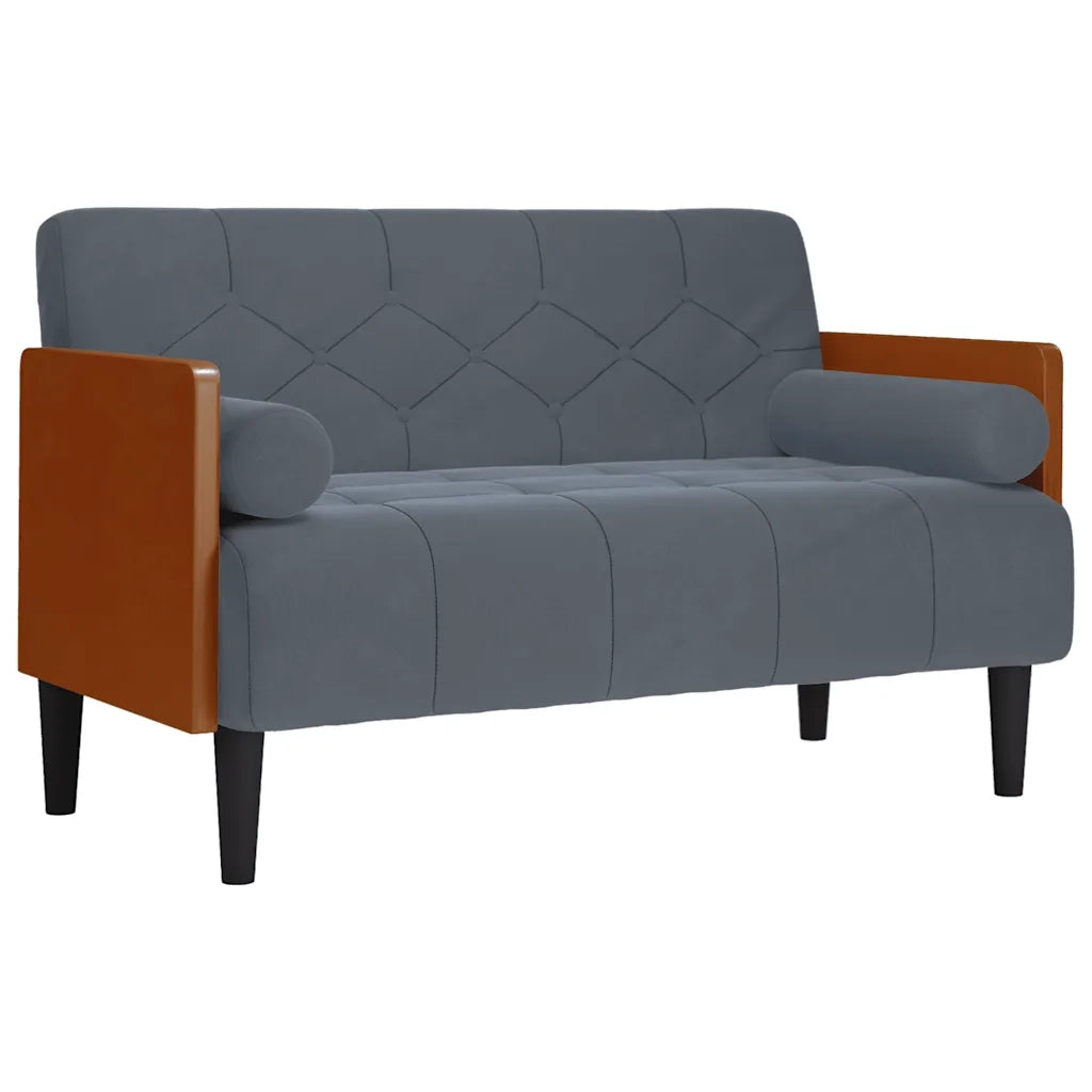Divano Divanetto con Cuscini-Sofa Bolster Grigio Scuro 110 cm