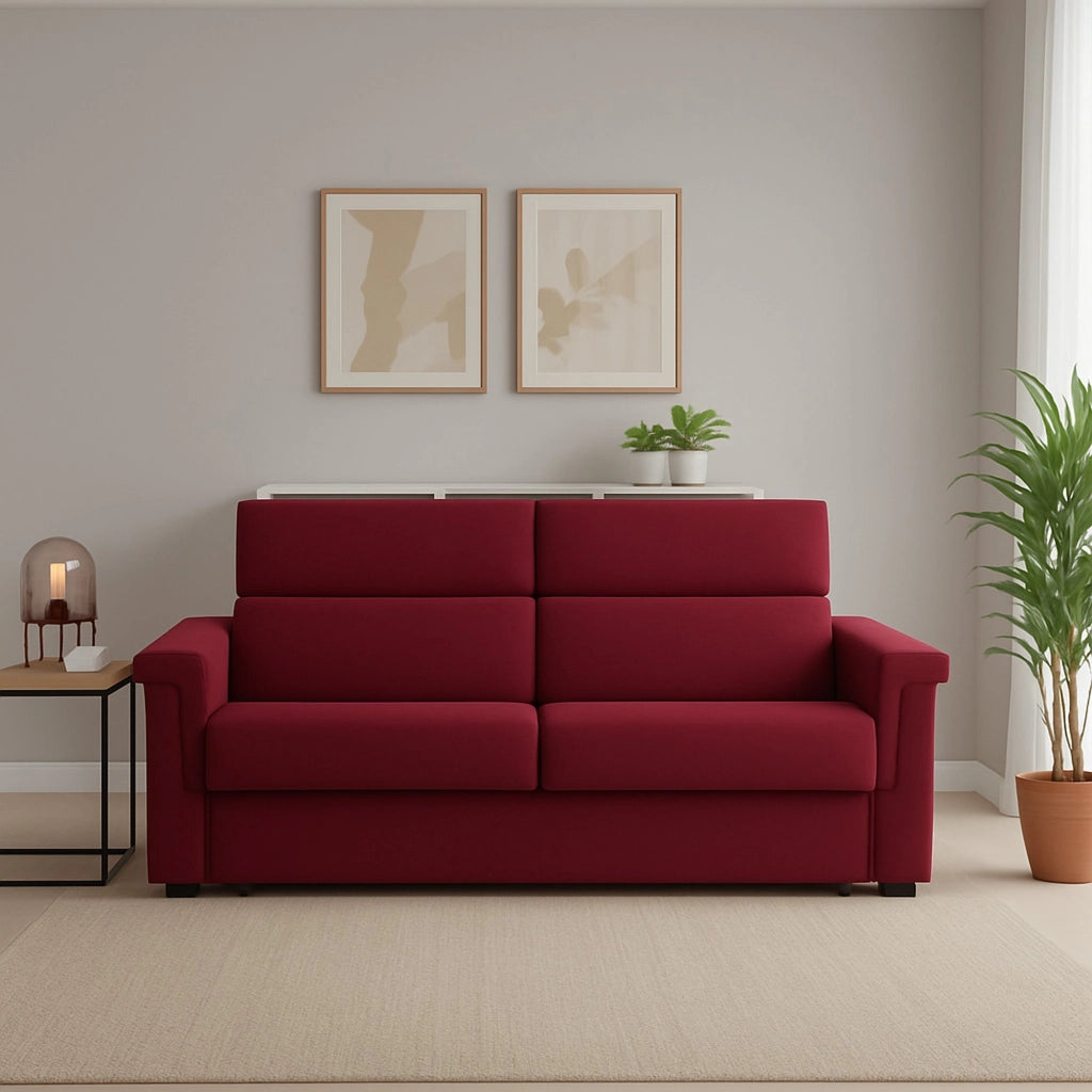 Lapio, Divano Fisso 2 Posti Sfoderabile Made in Italy, 185x95x100h cm Rosso