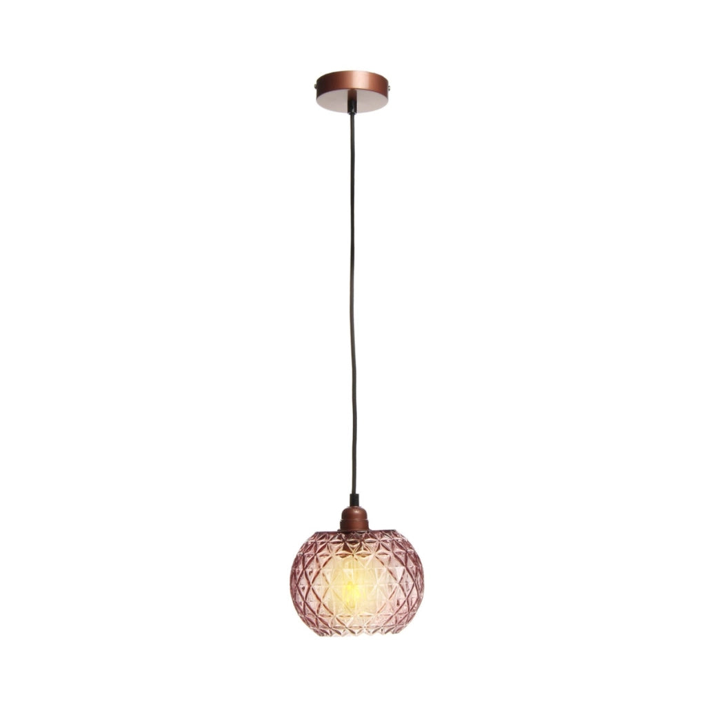 Lampada a sospensione Corvus in vetro rosa