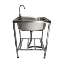 Lavello da Campeggio con Rubinetto per L'Acqua Portatile Lavabo in Acciaio Inox Lavandino per Glamping con Attacco per L'Acqua e Scarico