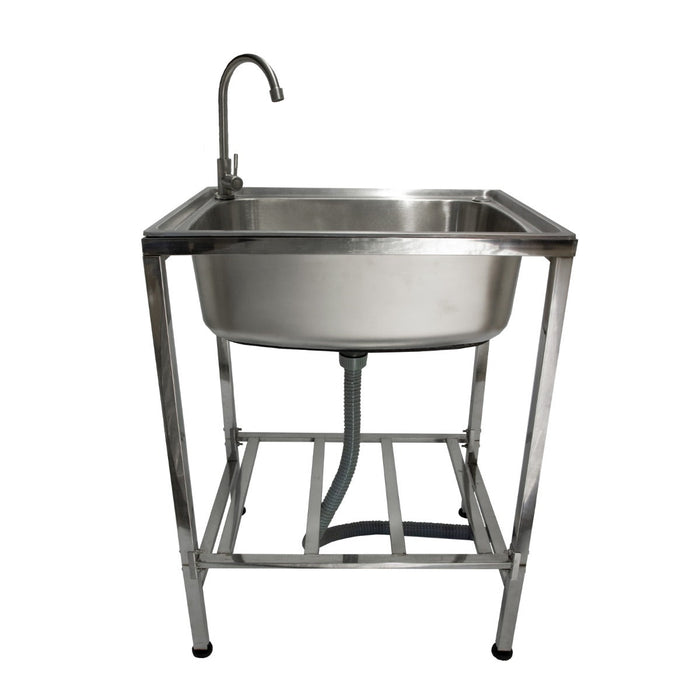 Lavello da Campeggio con Rubinetto per L'Acqua Portatile Lavabo in Acciaio Inox Lavandino per Glamping con Attacco per L'Acqua e Scarico