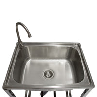 Lavello da Campeggio con Rubinetto per L'Acqua Portatile Lavabo in Acciaio Inox Lavandino per Glamping con Attacco per L'Acqua e Scarico