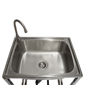 Lavello da Campeggio con Rubinetto per L'Acqua Portatile Lavabo in Acciaio Inox Lavandino per Glamping con Attacco per L'Acqua e Scarico