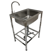 Lavello da Campeggio con Rubinetto per L'Acqua Portatile Lavabo in Acciaio Inox Lavandino per Glamping con Attacco per L'Acqua e Scarico