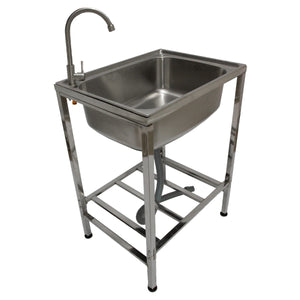 Lavello da Campeggio con Rubinetto per L'Acqua Portatile Lavabo in Acciaio Inox Lavandino per Glamping con Attacco per L'Acqua e Scarico