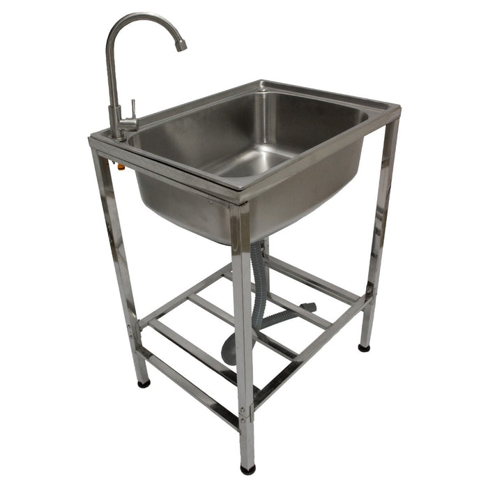 Lavello da Campeggio con Rubinetto per L'Acqua Portatile Lavabo in Acciaio Inox Lavandino per Glamping con Attacco per L'Acqua e Scarico