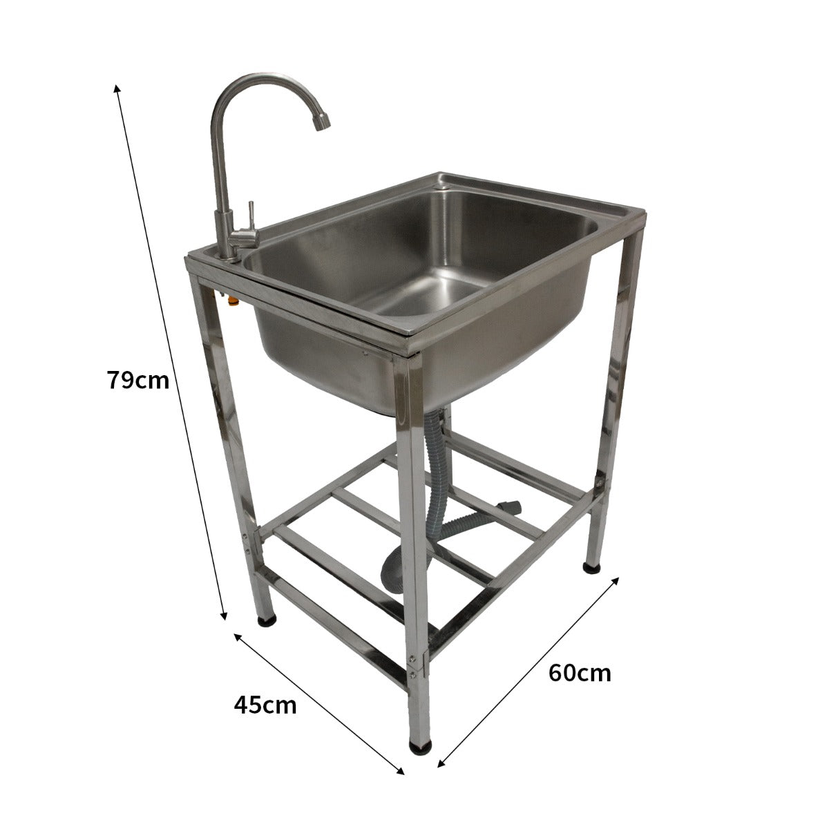 Lavello da Campeggio con Rubinetto per L'Acqua Portatile Lavabo in Acciaio Inox Lavandino per Glamping con Attacco per L'Acqua e Scarico