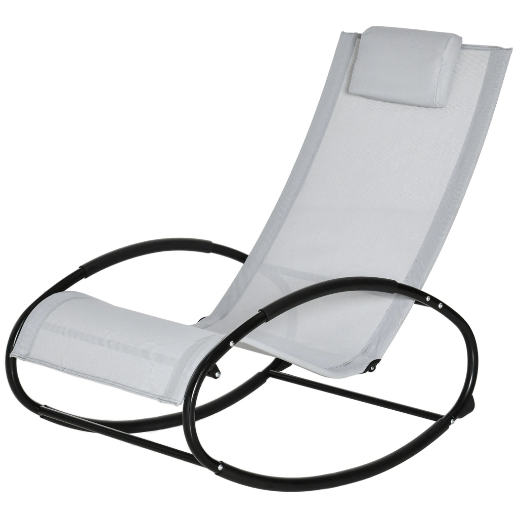 Sedia a Dondolo da Giardino Zero Gravity ¨C zephmum ¨C Grigia, Tessuto Traspirante, 105x62x88 cm