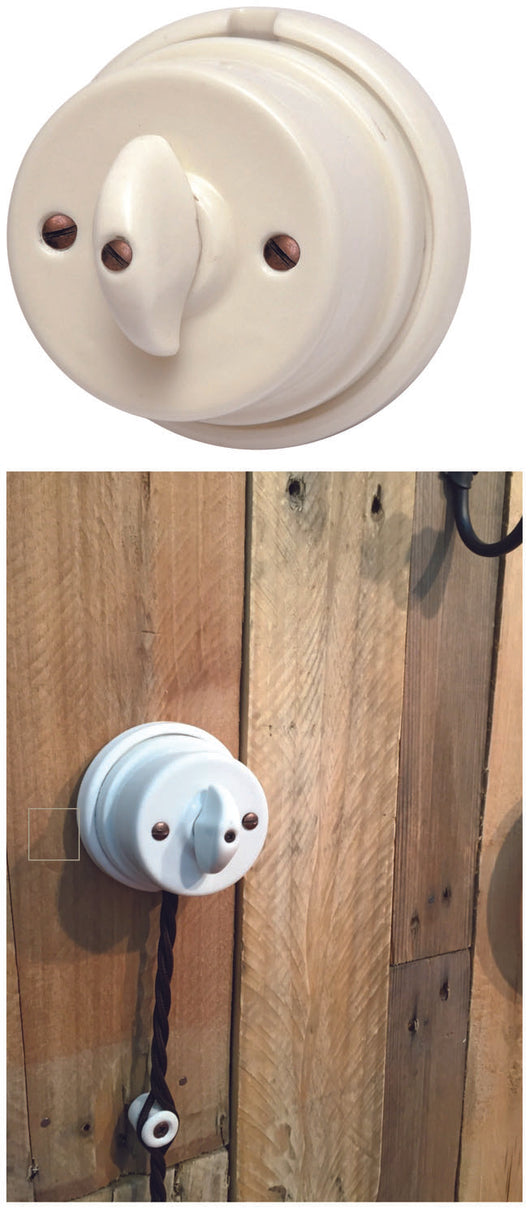 PULSANTE INTERRUTTORE IN PORCELLANA STILE ANTICO NAPOLEONE BIANCO