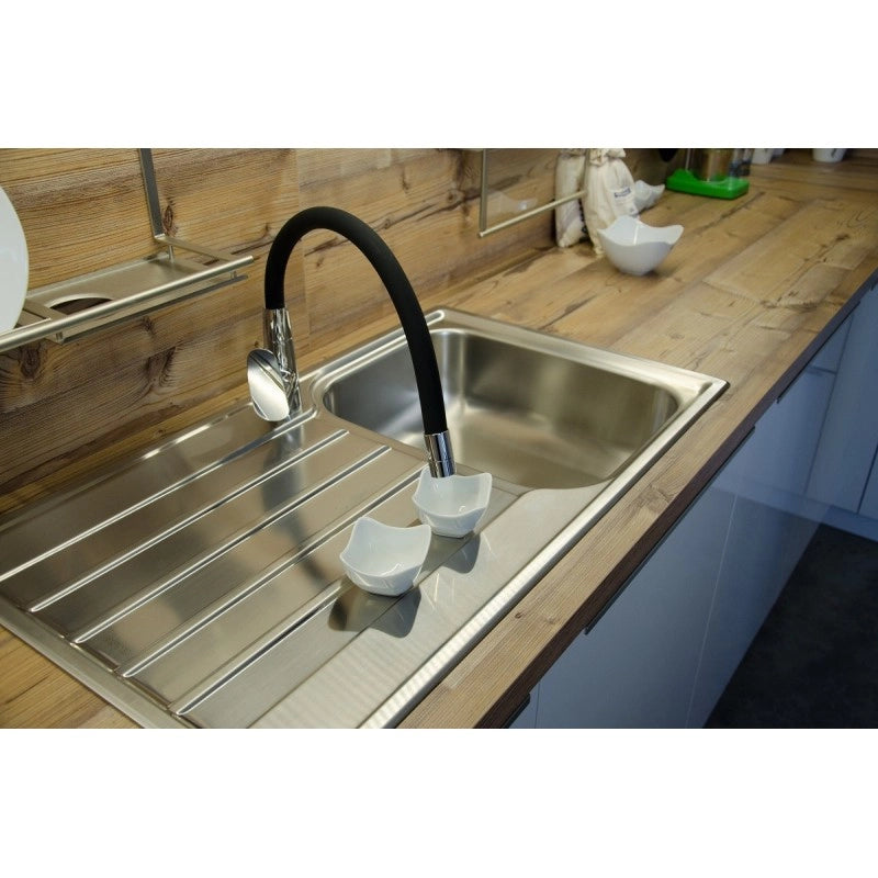 AMUR Miscelatore Flessibile Lavabo Alta Memory Foam in Ottone Cromato Nero