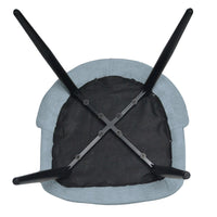 Sedia da sala pranzo Kety in microfibra colore celeste con gambe in metallo nero