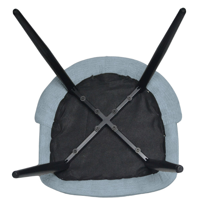 Sedia da sala pranzo Kety in microfibra colore celeste con gambe in metallo nero