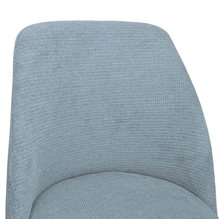 Sedia da sala pranzo Kety in microfibra colore celeste con gambe in metallo nero