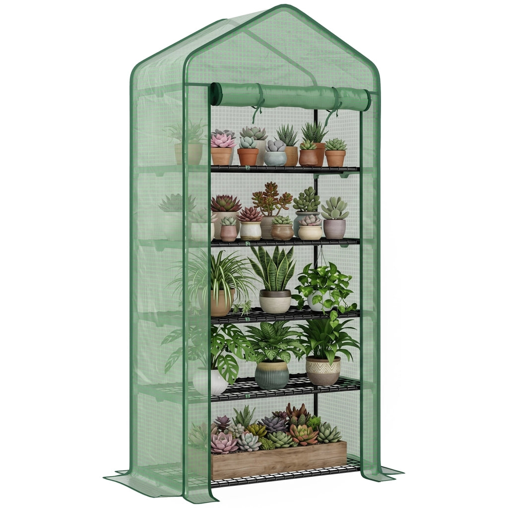 Serra da giardino a 5 livelli ¨C zephmum ¨C 90x49x193 cm verde