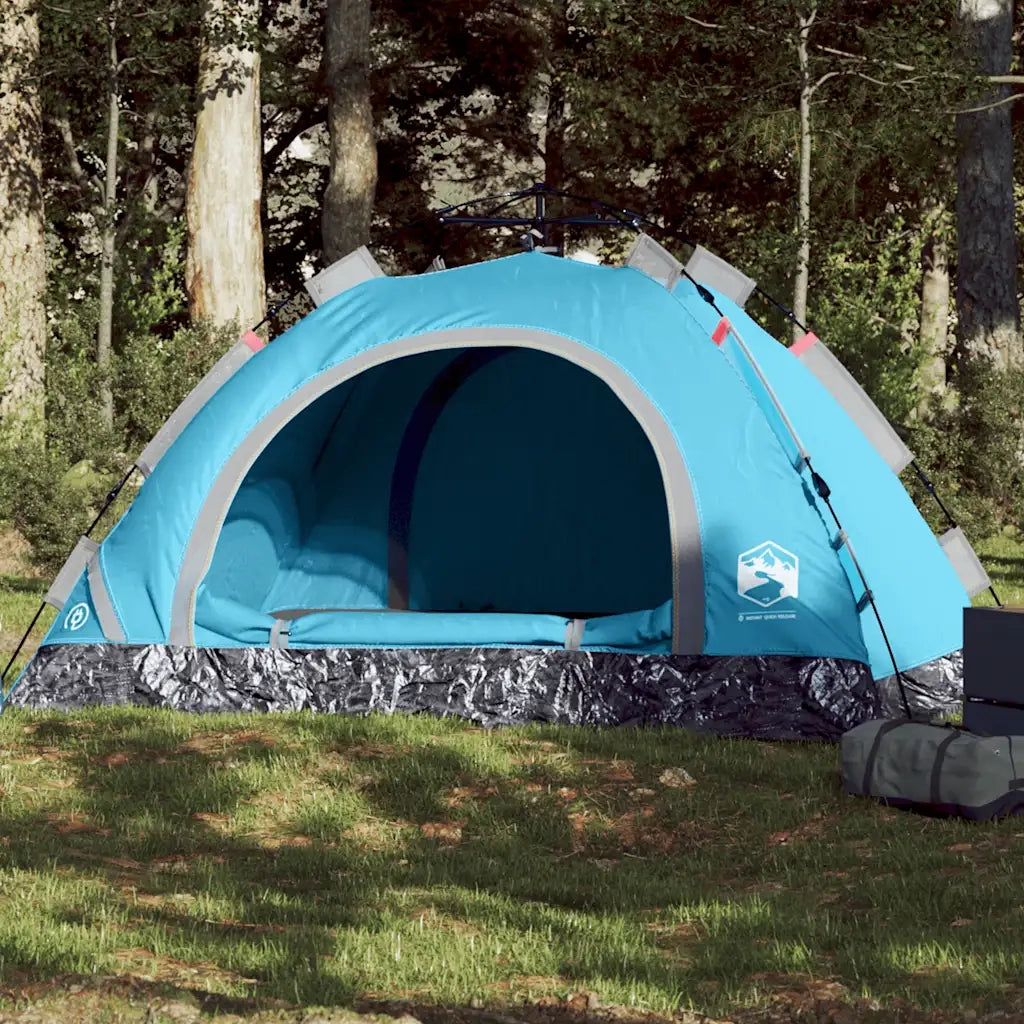 Tenda da Campeggio 3 Persone-Tenda per Escursionismo Blu a Rilascio Rapido