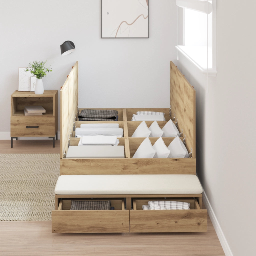 Struttura Letto con Contenitore in Rovere 100x200 cm