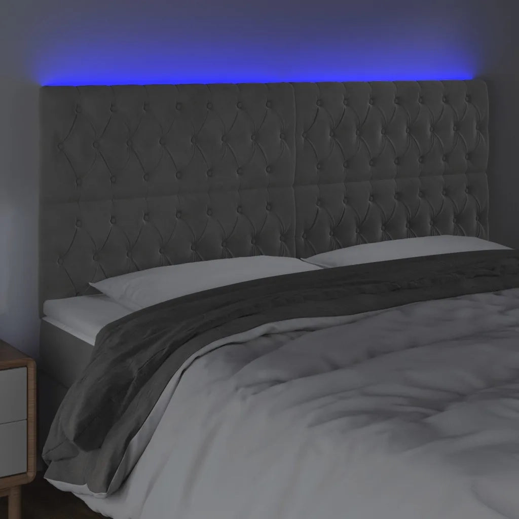 Testiera | Testata a LED Grigio Chiaro 180x7x118/128 cm in Velluto