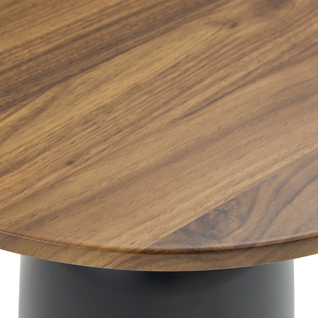 Tavolino rotondo con piano in melamina e base stabile; stile nordico; noce e nero; 70 × 69 × 40 cm