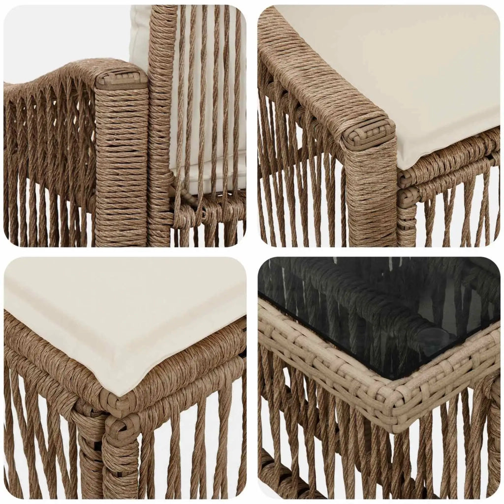 Set Divano da Giardino 6 pz Beige e Bianco Crema polyrattan 3437229