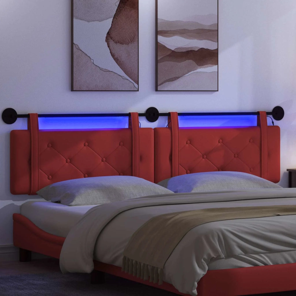 Testiera sospesa Con luce LED Rosso Similpelle