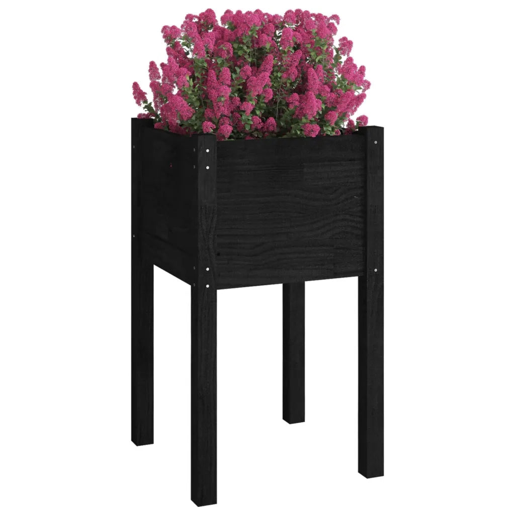 2 pz Fioriere | Cassetta per fiori | Vaso da Giardino Nere 40x40x70 cm in Legno di Pino