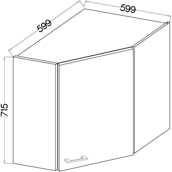 Mobile alto ad angolo - MODENA - 89 x 89 cm - Rovere artigianale e nero opaco - CUISINIER
