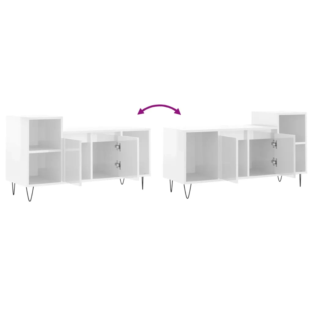 Mobile TV | Armadietto TV | Mobile Porta TV Bianco Lucido 100x35x55 cm in Legno Multistrato