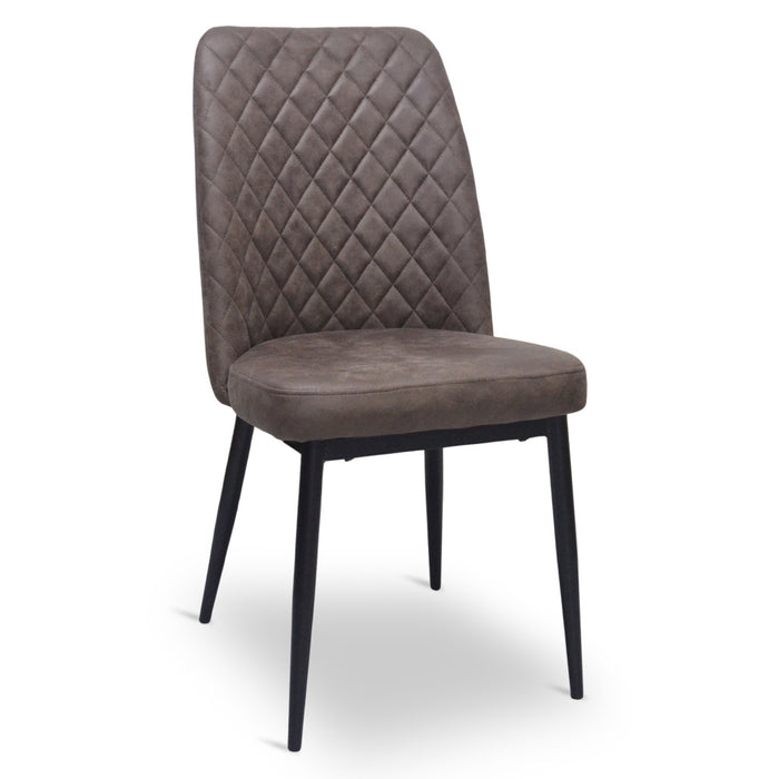 Sedia da sala pranzo Alma in microfibra nabuk marrone con gambe in metallo nero